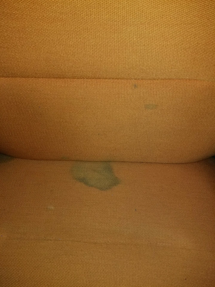 Cadeira de escritório/trenó cromada retrô meados do século tecido laranja - Imagem 3 de 4