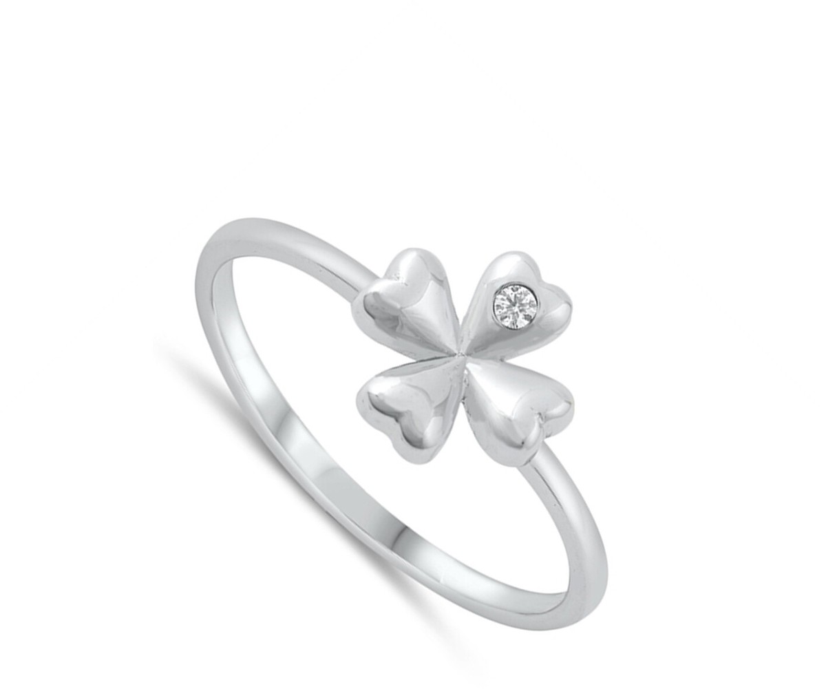 Simple Clover Good Luck Ring - 925 Sterling Silver Irish Charm Band, Sizes 4-11 - View #2