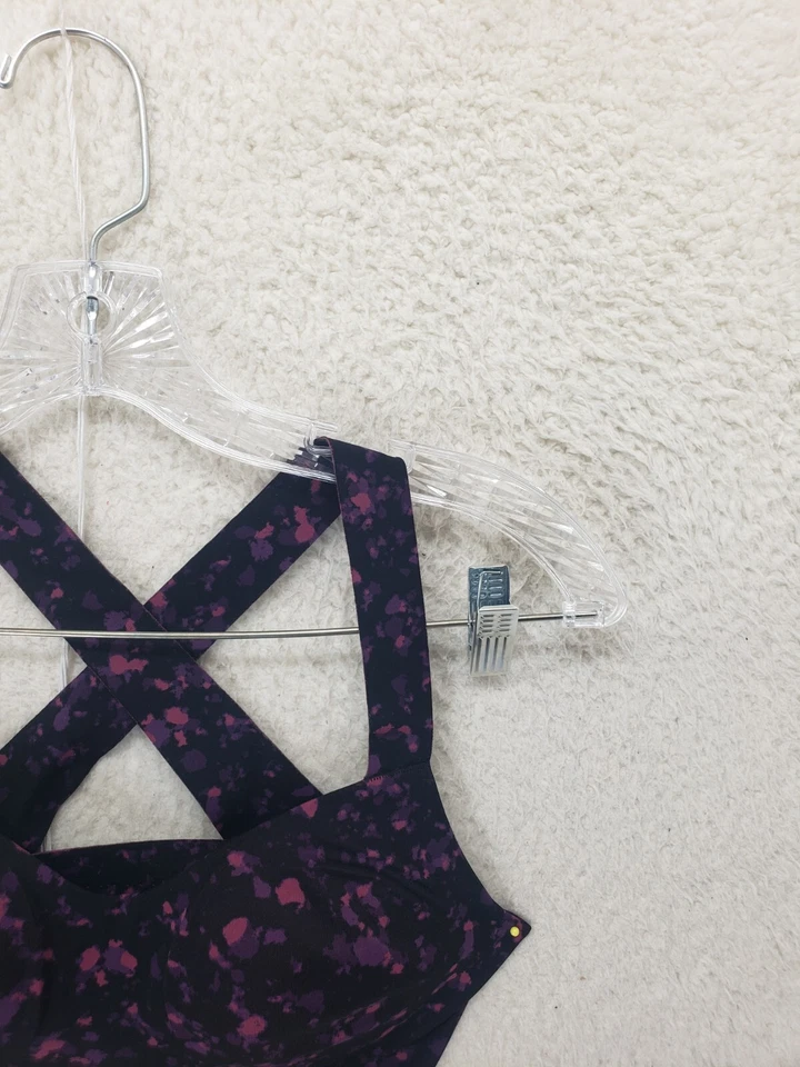 Uniqlo Women Sport Bra Small Purple Spotted Nylon Blend Crossback Activewear - Image 3 of 4