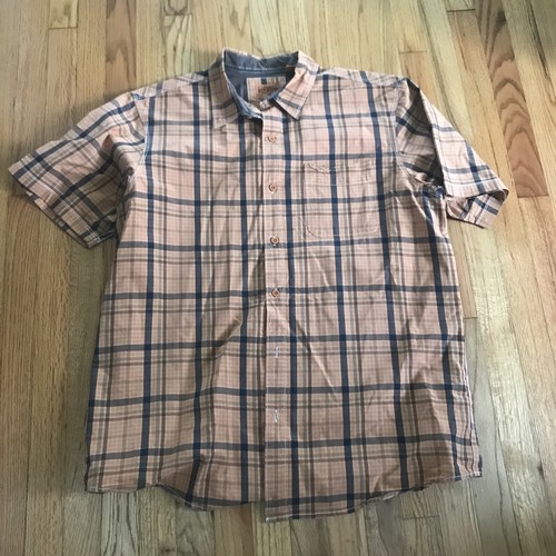 Forest green plaid short sleeve flannel Shirt