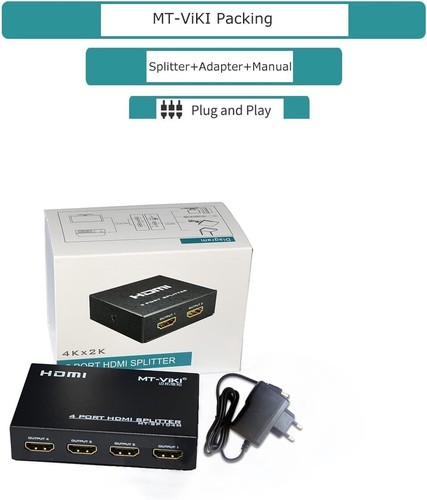 4K HDMI Splitter 1 in 4 Out Gleichzeitig 4 Monitore Mirror HDMI Verteiler 1x4 - Bild 8 von 18