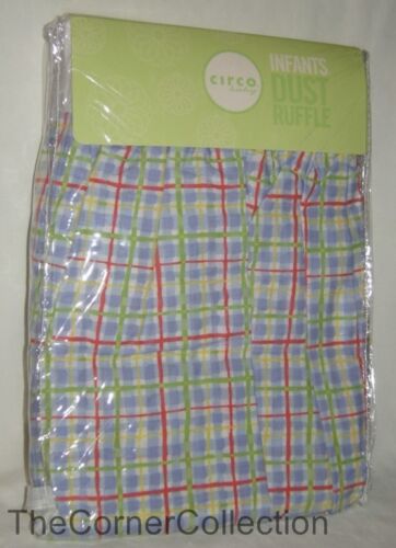 Circo (Target ) Crib Dust Ruffle Bed Skirt Muted Primary Colors Plaid - Foto 1 di 5