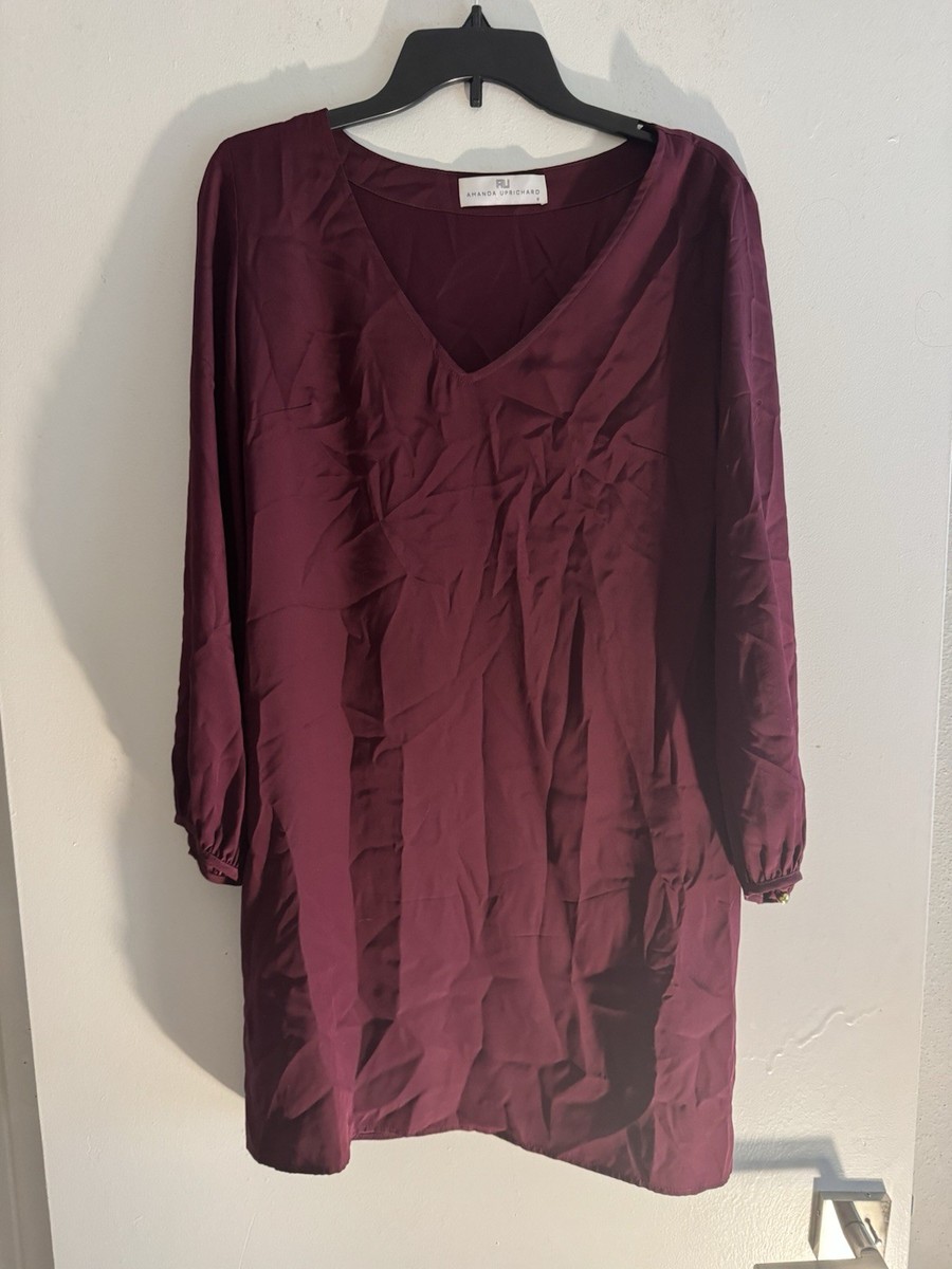 amanda uprichard burgundy dress 100% Silk Shift V-Neck Long Sleeve Size S Uniforms of the United backless prom dresses 22099SUS. Size:2-3Y Suede