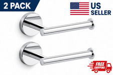 2 Pack Luxury Silver Chrome Toilet Paper Holder Wall Mount Tissue Roll Rack