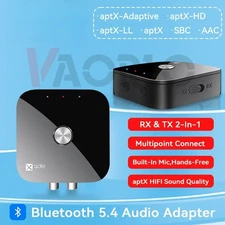 Bluetooth5.4 Audio Transmitter Receiver aptX-Adaptive/HD/LL 3.5MM AUX Multipoint