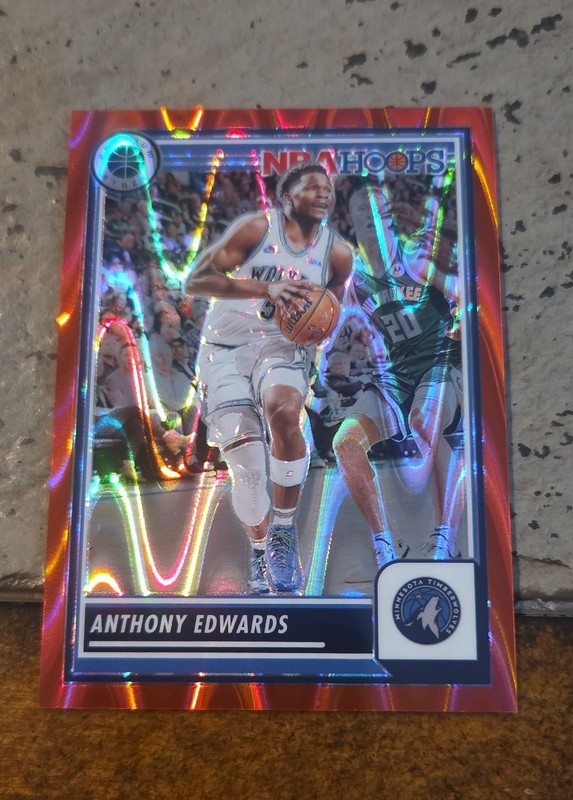 2023-24 Panini Nba Hoops Premium Stock - Anthony Edwards #87 Red Seismic...