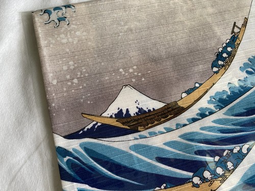 Set of 2 Furoshiki 50x50cm – Hokusai Great Wave & Koi Sakura Cotton Japan - Picture 5 of 23