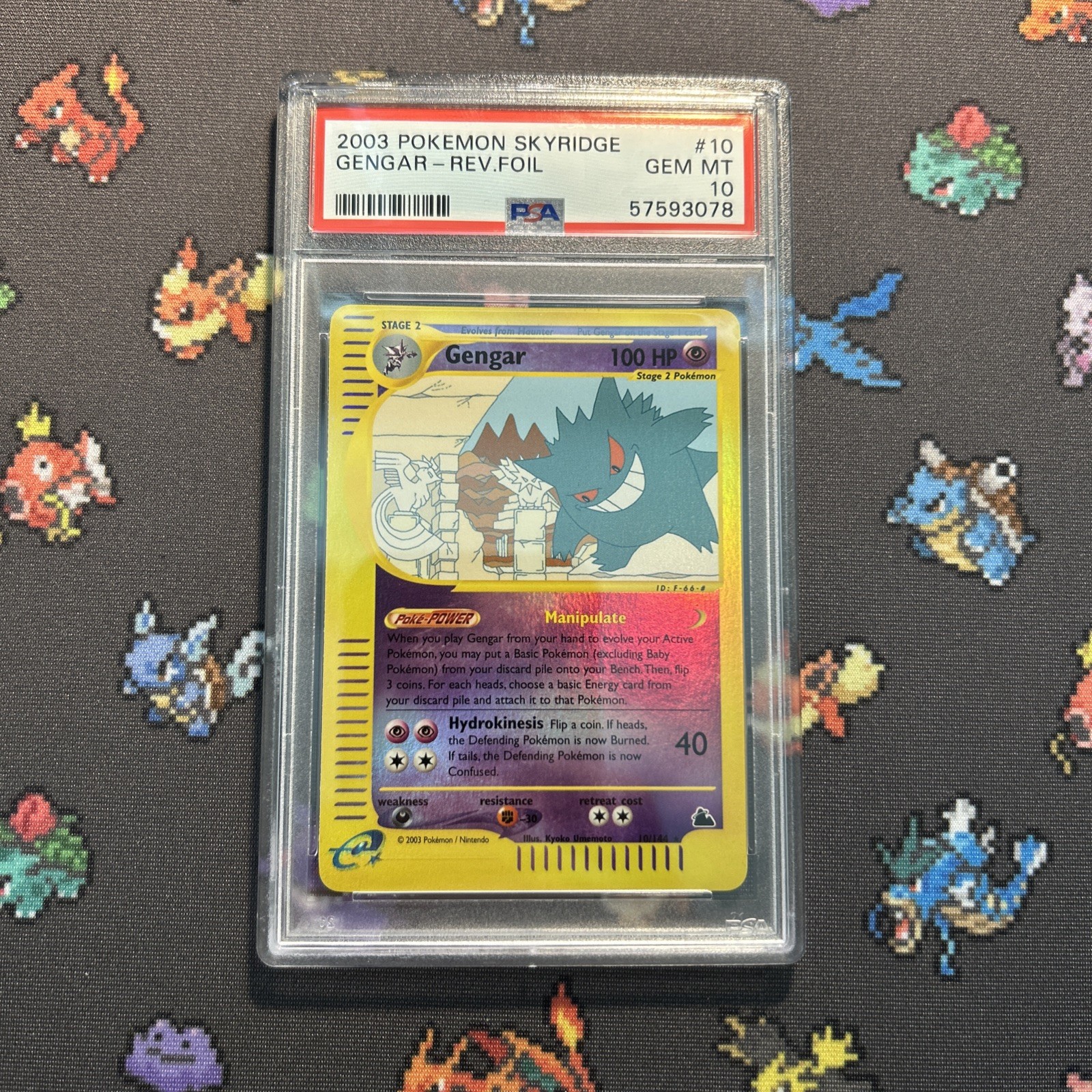PSA 10 Gengar 10/144 Reverse Holo -Graded Pokemon Card- Skyridge GEM MINT