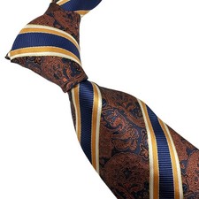 New Classic Paisley Gold Blue Copper Woven Skinny Silk Men's Tie Necktie 8cm