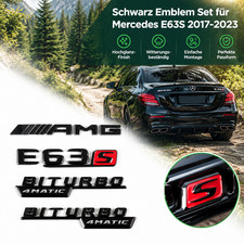 Für Mercedes Benz E63S AMG Schwarz Biturbo Aufkleber Abzeichen Emblem Heck Für Mercedes Benz E63S AMG Schwarz Biturbo Aufkleber Abzeichen Emblem Heck