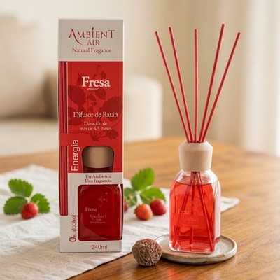 Raumduft ''Erdbeere'' Reed Diffuser 240ml inkl. Sandrose, Ambient Air - emynature 