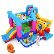 Inflatable Bounce House w/Slides Jumping Area Ball Pit Climbing Wall 750W Blower