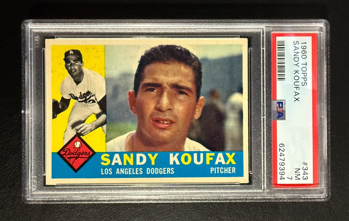 1960 Topps Baseball # 343 - Sandy Koufax - PSA 7 NM