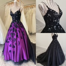 Gothic Wedding Dress Sleeveless Black Lace Beaded V Neck A Line Bridal Gowns