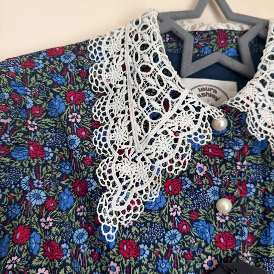 Laura Ashley X Joanie Size 12 Nia Daniela Dress Floral Lace Collar Button Up  - Image 3 of 4