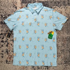 Tipsy Elves MEN'S SIZZLIN' SWING GOLF POLO Baby Blue Size: L NWT