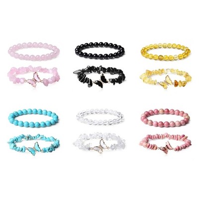 Elegant Handcrafted Crystal Butterfly Bracelet Set Stylish Beaded Wrist Jewelry