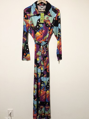 NWT The Hippie Shake On Tour 74 Jumpsuit Galactic Retro Print Size US 6 Bowie A3 - Picture 3 of 12