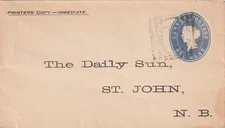 Canada SPRINGHILL NS squared circle QV 1c Stationery Printers Copy Unsealed 1897