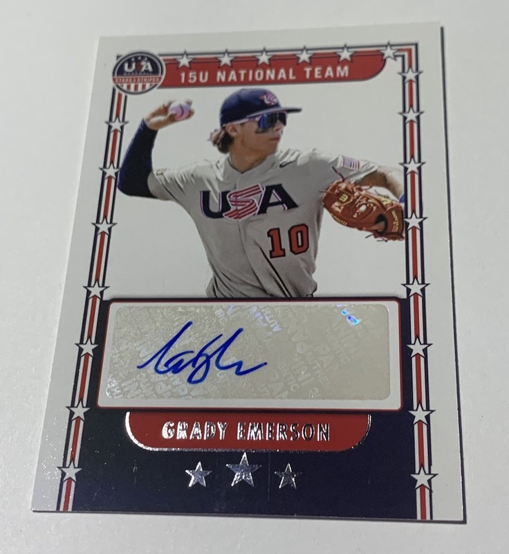 #2 Overall MLB '26 Draft Pick 2024 Panini USA Stars & Stripes Grady Emerson Auto