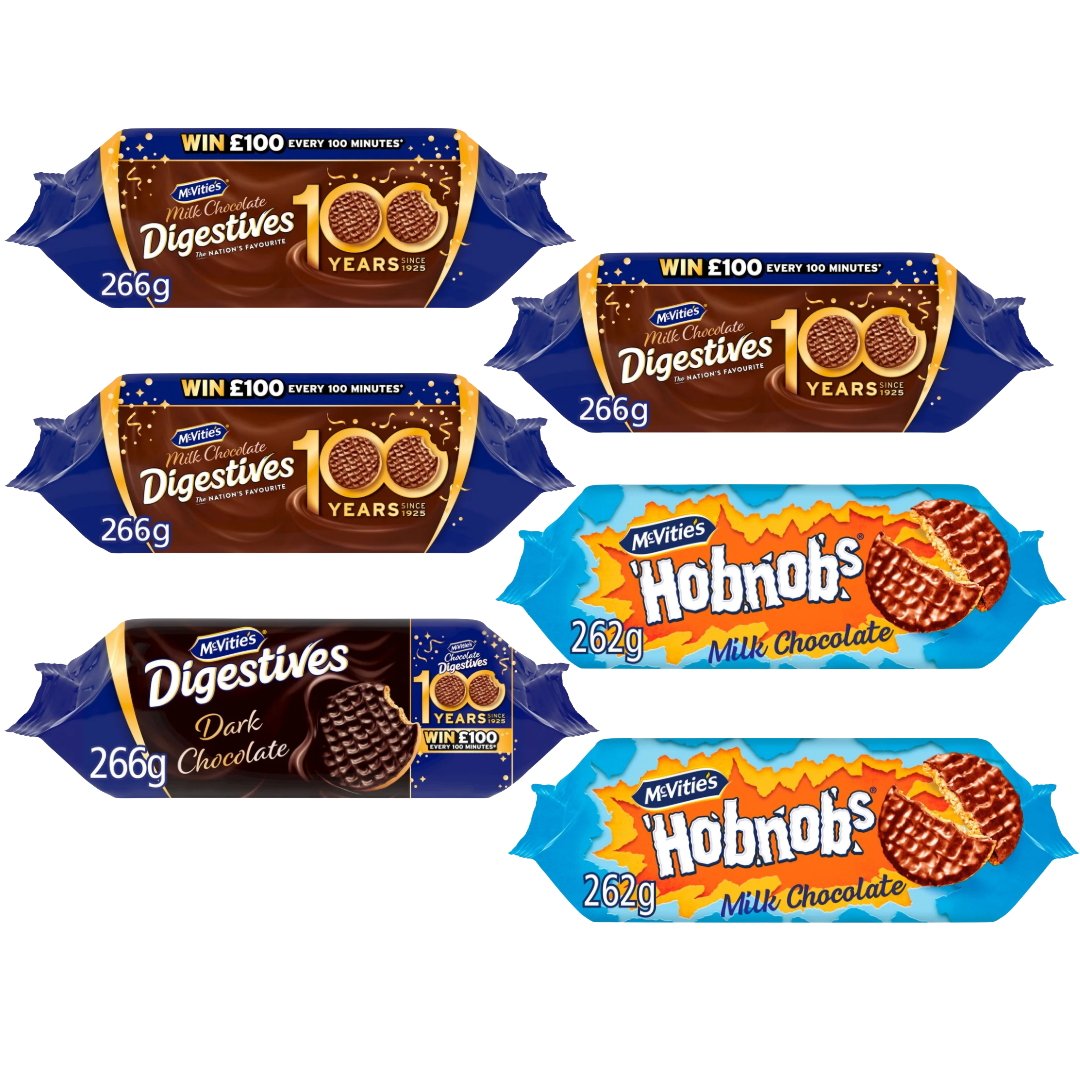 McVities Chocolate Biscuits Treat Hobnobs Digestive Assortment Chocolate 6 Pack