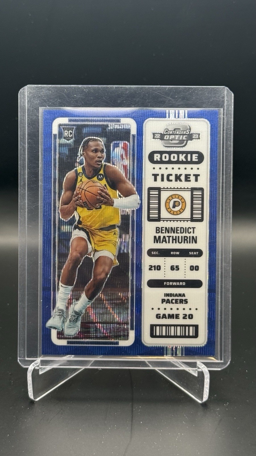 2022-23 Panini Contenders Optic Blue Wave #7 Bennedict Mathurin /45 Rookie RC