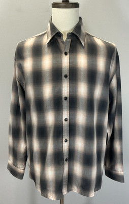 Beach Brains Drop Men's Size S Long Sleeve Grey Checkered Button-Down Shirt NWT