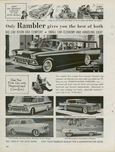 1959 Rambler Cross Country Rebel American Metropolitan Original Vintage Print Ad