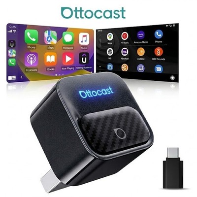 Ottocast Mini Core Wireless CarPlay Android Auto Adapter Plug & Play USB 2-IN-1