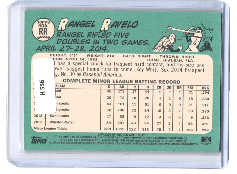 2014 Rangel Ravelo Topps Heritage Minor League Auto RC #ROA-RR (H556) - Image 2 of 2