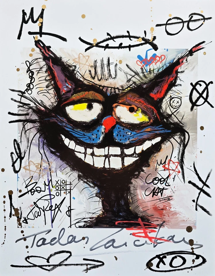 Wild Cat's Smile – Original, assinado e emoldurado – Arte pop urbana de investimento - Imagem 2 de 4