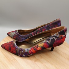 Nine West Women 7M Margot Floral Fabric Pointed Toe Kitten Heel Pumps NWT