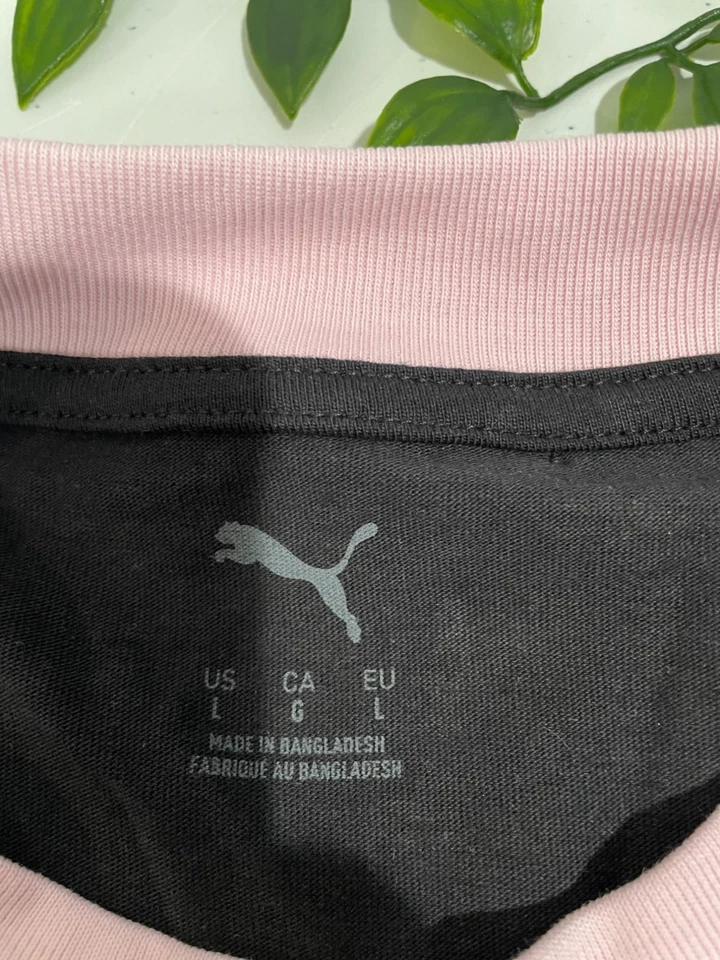 Camiseta sin mangas Puma para mujer negra con ribete rosa sin mangas mezcla de algodón talla L Foto 3 de 4