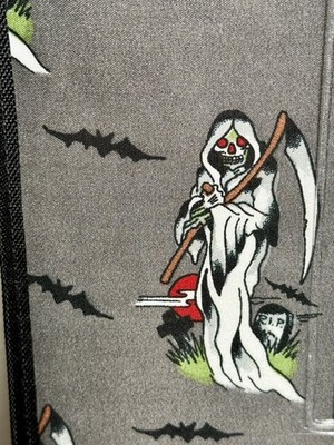 Ed Hardy 6pc Queen Sheet Set Halloween Grim Reaper Skeleton Bats & Graveyard BN