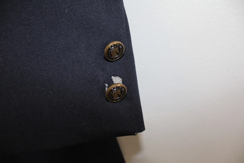 BLACK PIERRE CARDIN DOUBLE-BREASTED BRASS METAL BUTTON BLAZER JACKET sz 38R - Image 3 of 4