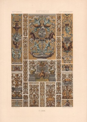 WASCHINETT VERZIERUNG POLYCHROM 79 17. Jahrhundert Barock Kunst Muster Motive um 1885