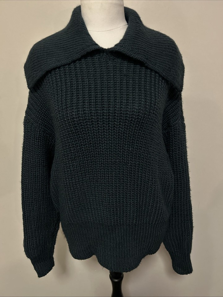 H&M Women’s Sz S Chunky Knit Jumper Sweater Pullover Collar Wool Blend Warm VGC