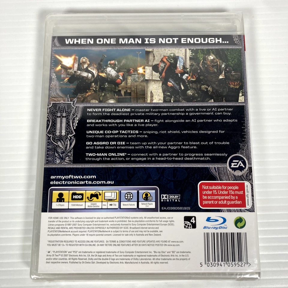 Army Of Two PlayStation 3 PS3 (2007)  PAL Region 4 Brand New & Factory Sealed - Image 2 of 4