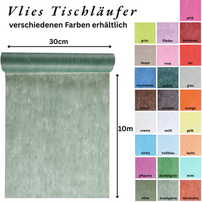 DeinPack Vlies Tischläufer Rolle 30 cm x 10 m - verschiedene Farben