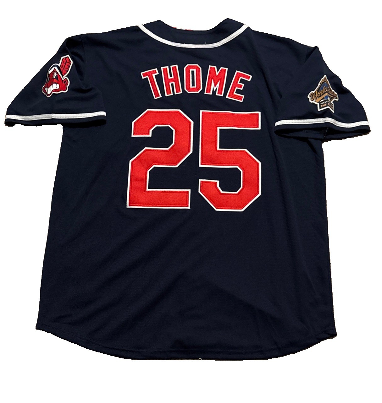 Jim Thome Cleveland Jersey Men’s XL 1995 Indians Blue Retro Throwback 