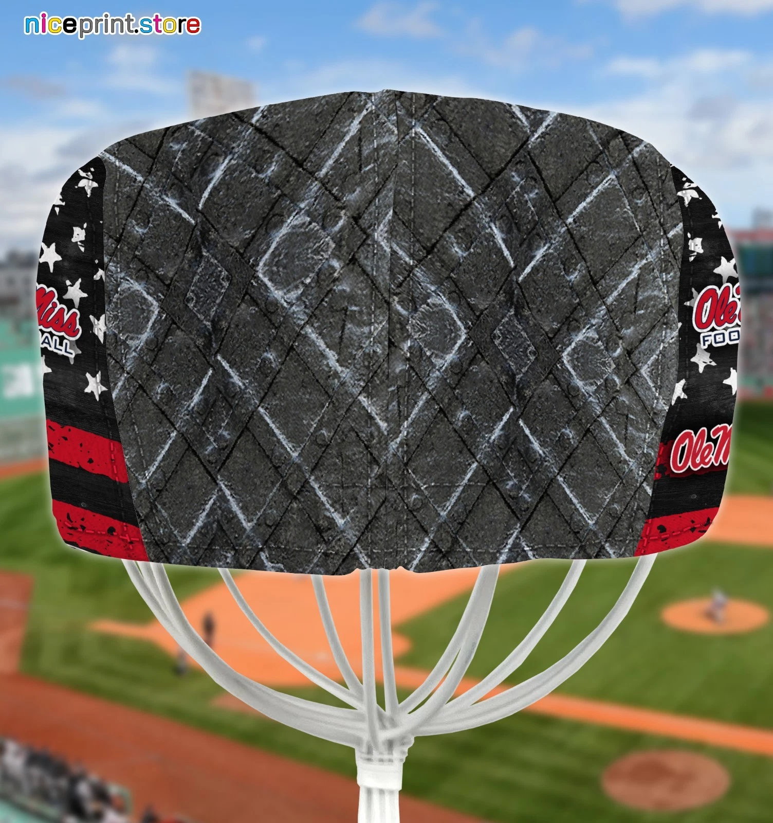 Ole Miss Team Rebels Jeff Cap Newsboy Cap Flat Golf Driving Hat for Men