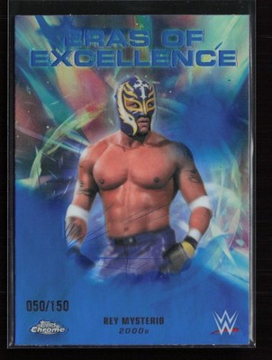 2026 Topps Chrome WWE Rey Mysterio Eras of Excellence Blue Refractor #/150