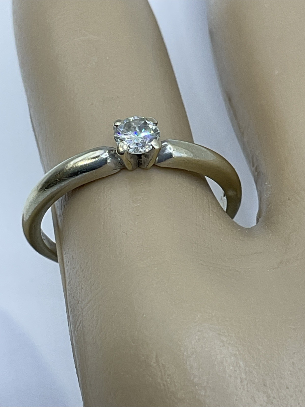 Engagement Ring Solid 18K Two Tone Gold Solitaire… - image 9