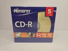 NEW Sealed Memorex CD-R 5 Pack Recordable 52x 700MB 80Min Slim Jewel Case