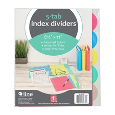 C-Line® 5-Tab Poly Binder Index Dividers, Assorted, 5/Set CLI05730 UPC 038944...