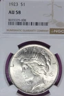 1923 NGC AU58 PEACE SILVER DOLLAR #B52389