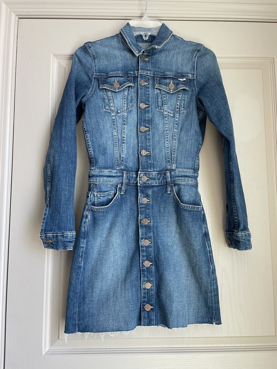 MOTHER The Cover Up Women's Denim Midi Dress Just One Sip Size XS