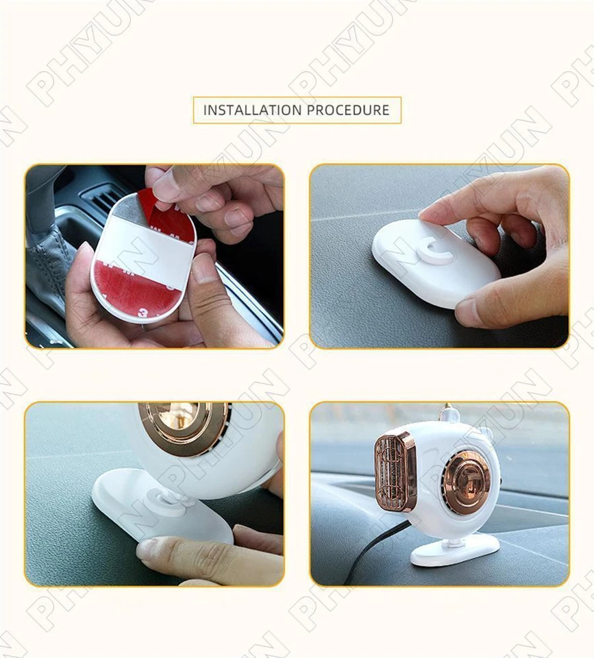 Calentador Coche Eléctrico Portátil Negro 12V 150W Calentador Interior Coche Mini Calefacción Rápida Foto 3 de 4