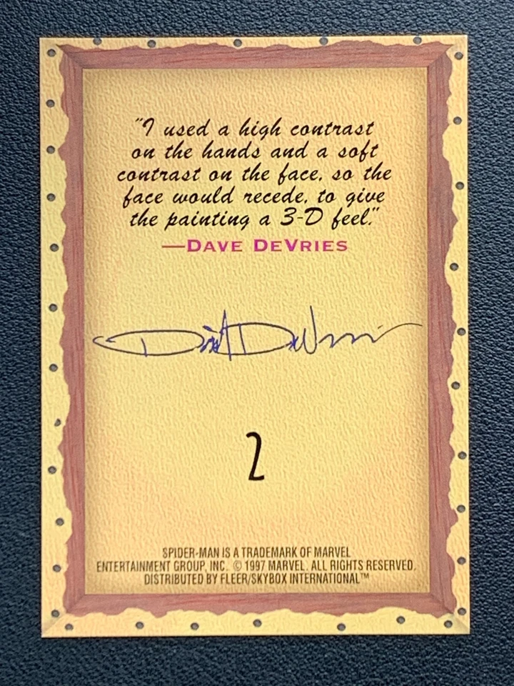 Spider-Man Dave Devries Fleer Masterpieces 2 Signed Card Skybox 1997 - Image 2 of 3