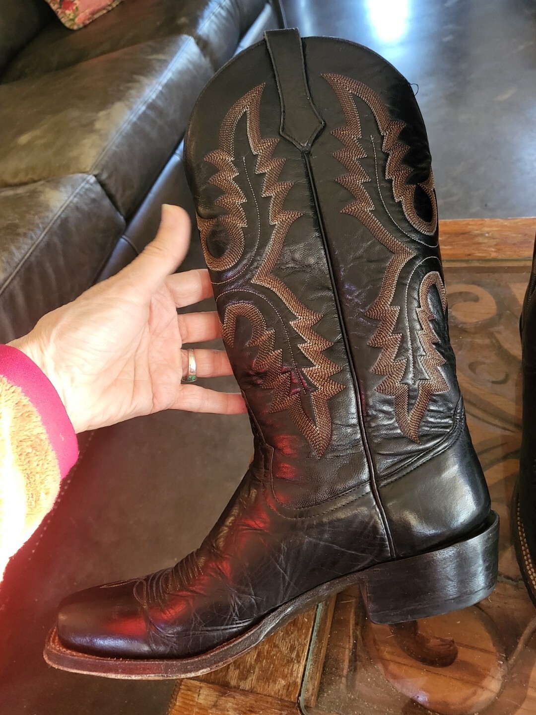 Rod Patrick Custom Men's Black Leather Cowboy Rodeo E⦠- Gem